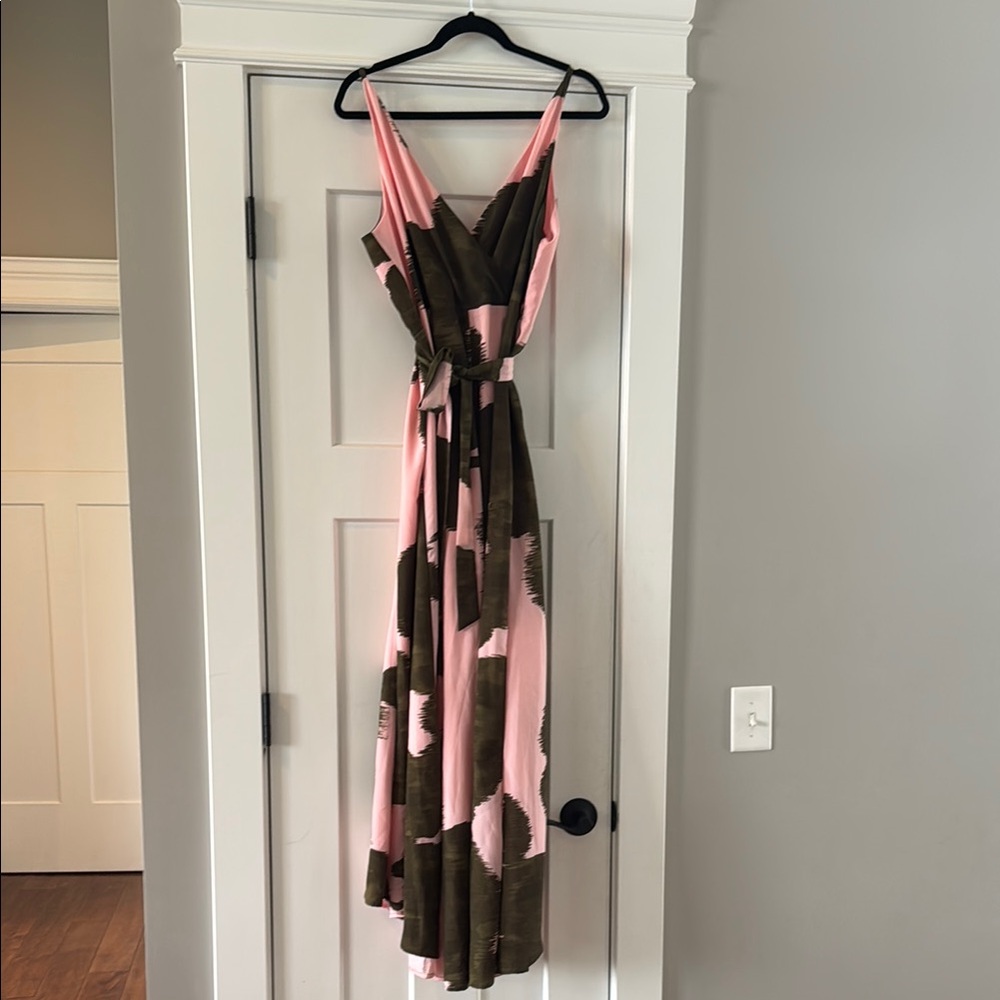 Elegant Pink and Green Maxi Dress